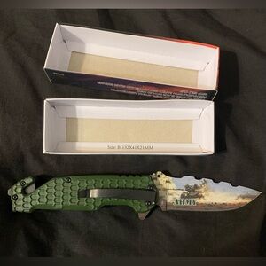 PK 3164-AR 4.75" Serviceman Green Honeycomb Handle Tactical Rescue Knife